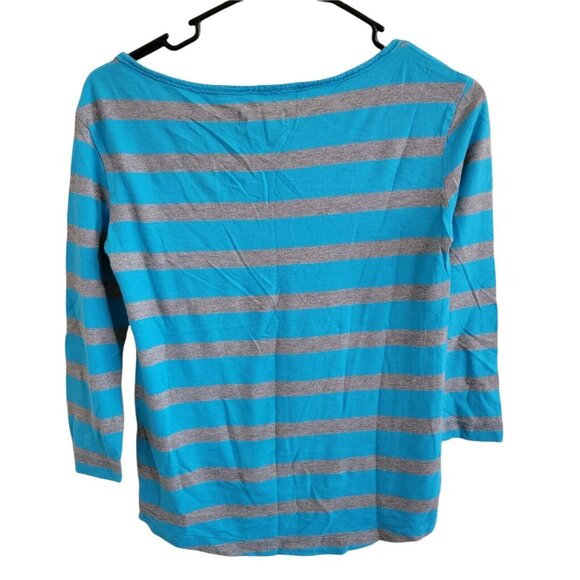 Hollister Knit Top Womens Size XS Blue Gray Striped Long Sleeve Tee T-Shirt - Picture 2 of 4